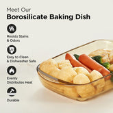 Urbane Home 1000 ml Borosilicate Glass Baking Tray | Yellow Microwave Oven Safe Utensils | Rectangular Bread Moulds for Baking | Dishwasher & Freezer Safe | Multipurpose use Serving Tray